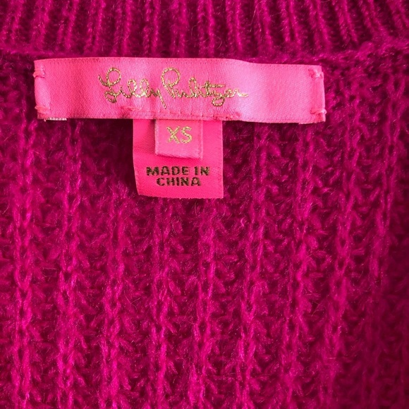 Lily Pulitzer Skylyn Sweater Pink Gold Metallic Trim XS - Picture 2 of 9